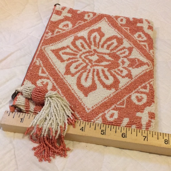 NWOT RARE Anthropologie Danica Embellished Pouch Pink 10.75" X 7.5" X .5" - Picture 4 of 7